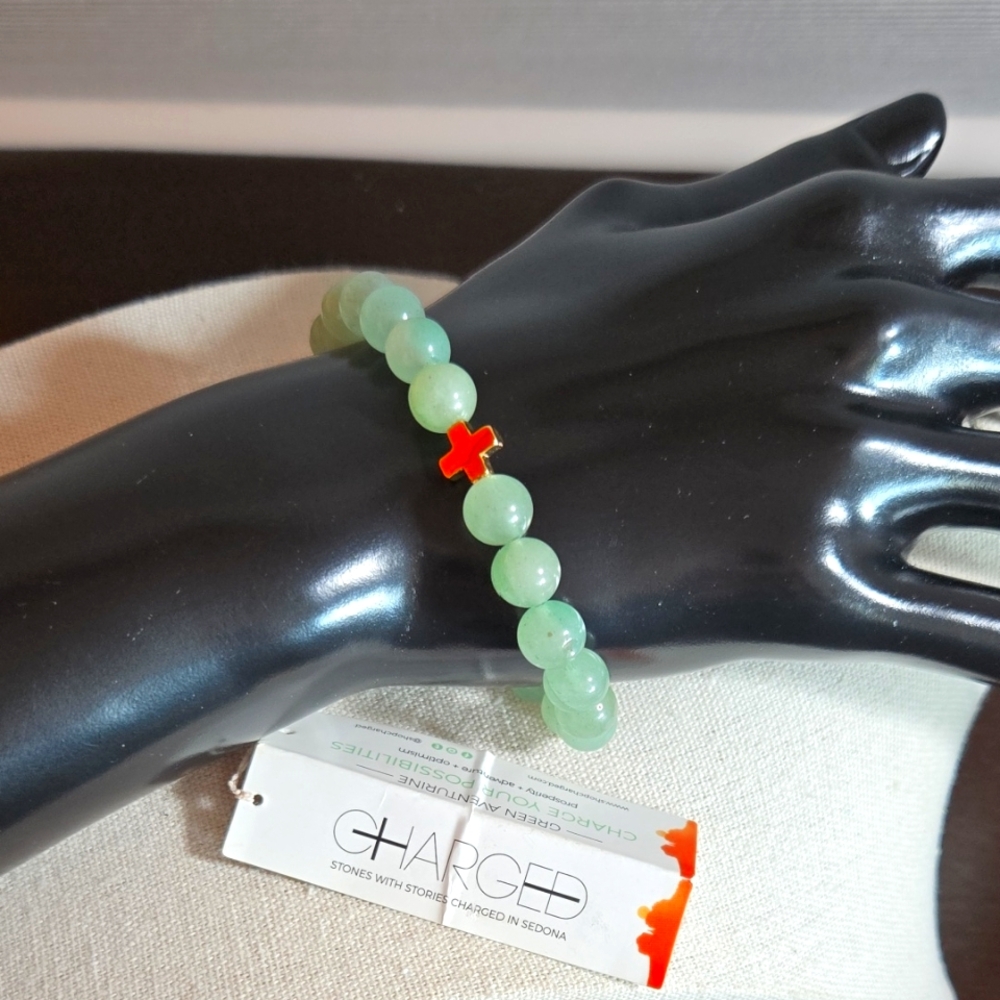 Green Aventurine Bead Stretch Bracelet NWT